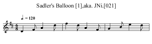 Sadler's Balloon [1],aka. JNi.[021] - staff notation