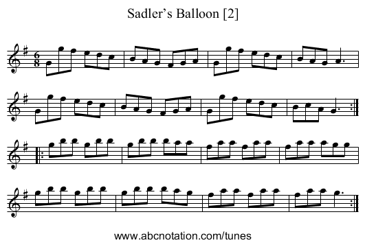 Sadler’s Balloon [2] - staff notation