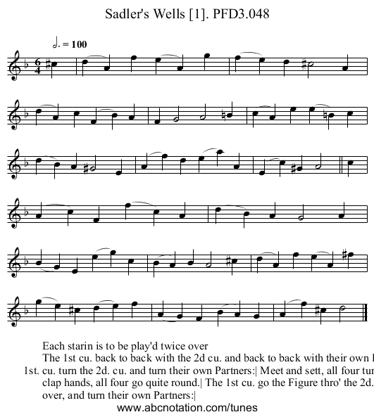 Sadler's Wells [1]. PFD3.048 - staff notation