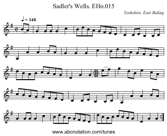 Sadler's Wells. EHo.015 - staff notation