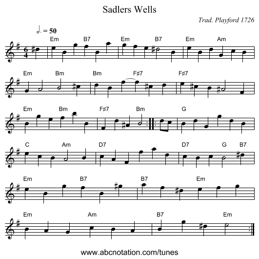 Sadlers Wells - staff notation