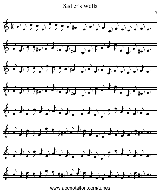 Sadler's Wells - staff notation
