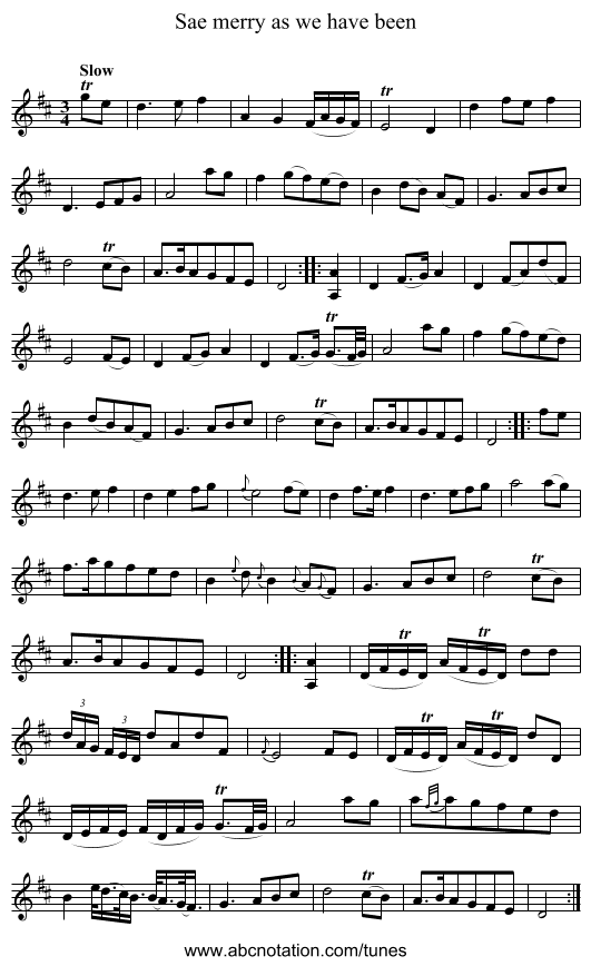 Sae merry as we have been - staff notation