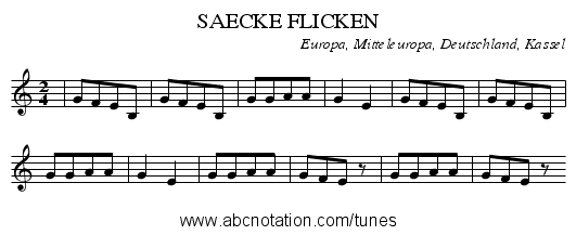SAECKE FLICKEN - staff notation