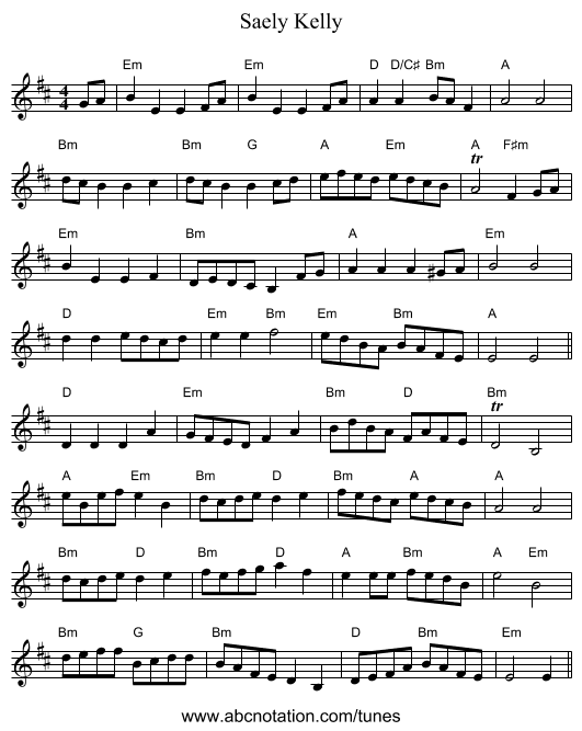 Saely Kelly - staff notation