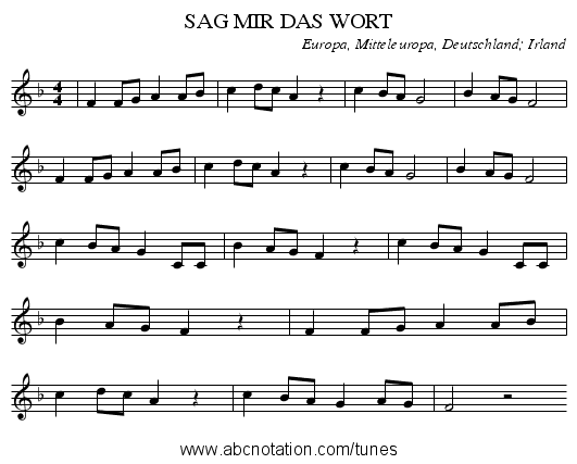 SAG MIR DAS WORT - staff notation