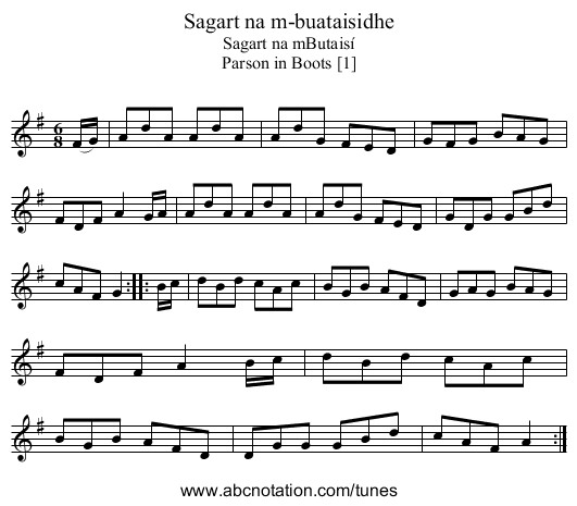 Sagart na m-buataisidhe - staff notation