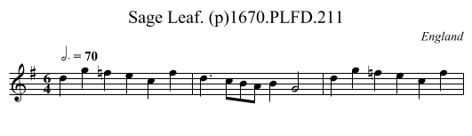 Sage Leaf. (p)1670.PLFD.211 - staff notation