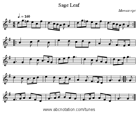 Sage Leaf - staff notation