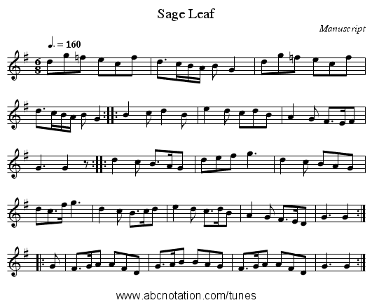 Sage Leaf - staff notation