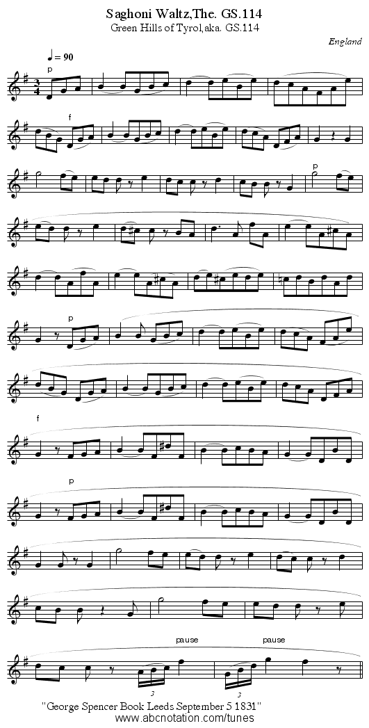 Saghoni Waltz,The. GS.114 - staff notation