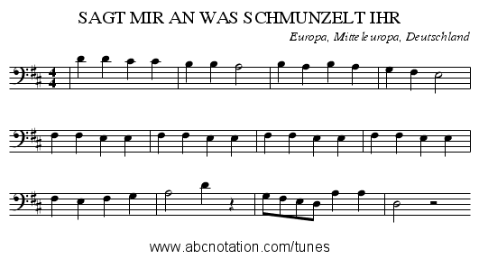 SAGT MIR AN WAS SCHMUNZELT IHR - staff notation