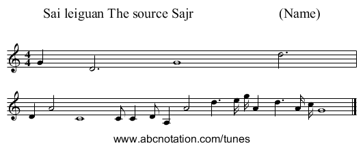 Sai leiguan The source Sajr                         (Name) - staff notation