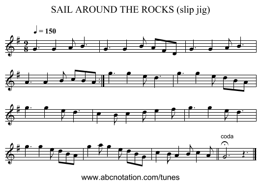 SAIL AROUND THE ROCKS (slip jig) - staff notation