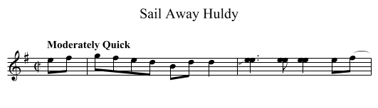 Sail Away Huldy - staff notation