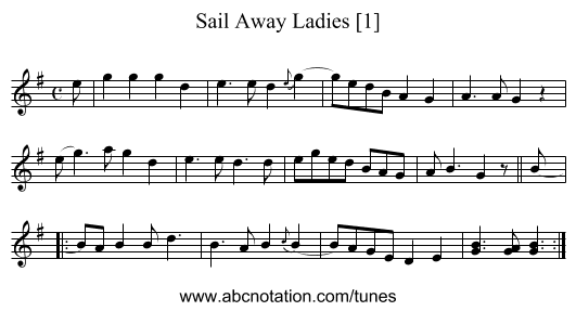 Sail Away Ladies [1] - staff notation