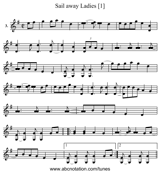 Sail away Ladies [1] - staff notation