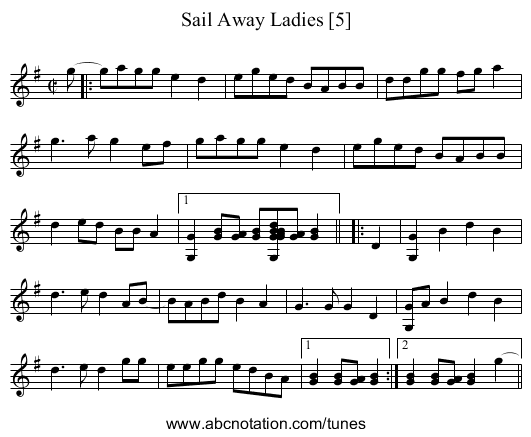 Sail Away Ladies [5] - staff notation