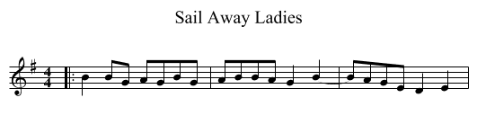 Sail Away Ladies - staff notation
