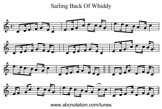 Sailing Back Of Whiddy - staff notation