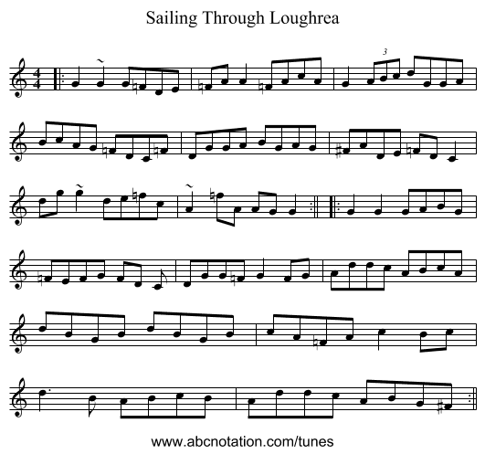 Sailing Through Loughrea - staff notation