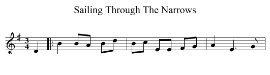 Sailing Through The Narrows - staff notation