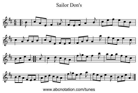 Sailor Don's - staff notation