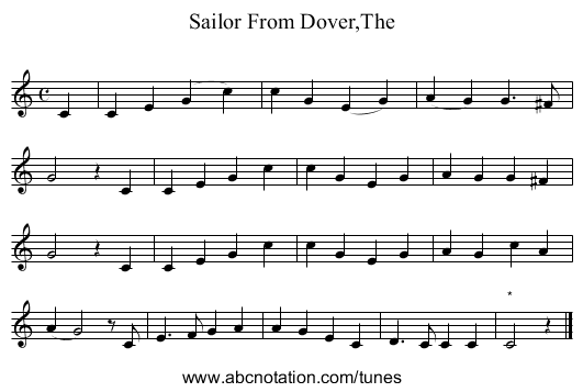 Sailor From Dover,The - staff notation