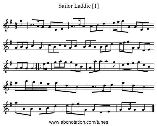 Sailor Laddie [1] - staff notation