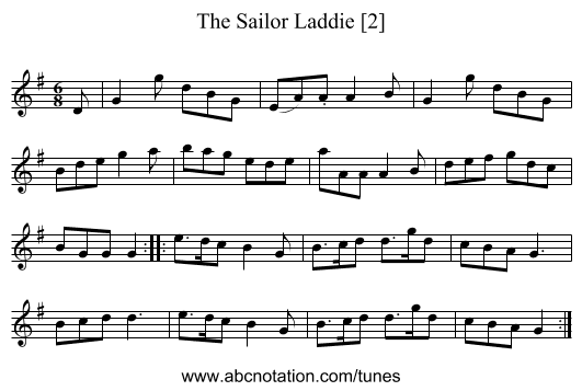 Sailor Laddie [2], The - staff notation