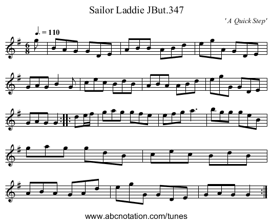 Sailor Laddie JBut.347 - staff notation