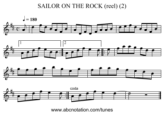 SAILOR ON THE ROCK (reel) (2) - staff notation