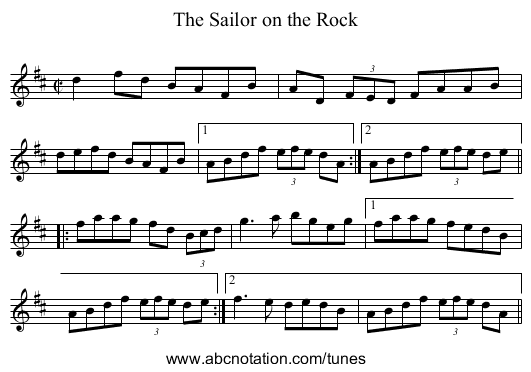 Sailor on the Rock, The - staff notation
