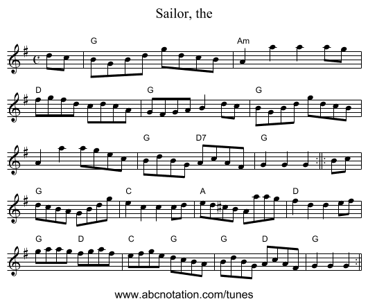 Sailor, the - staff notation