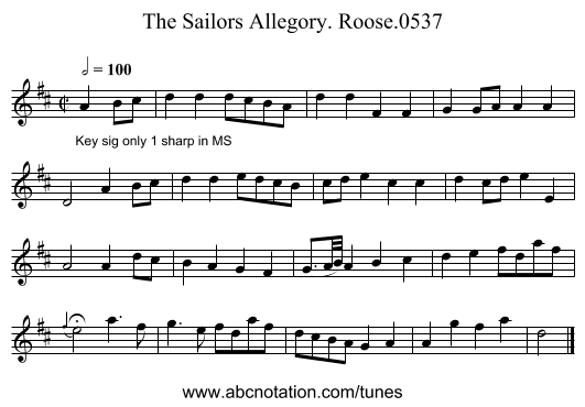 Sailors Allegory. Roose.0537, The - staff notation