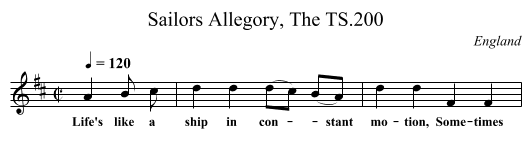 Sailors Allegory, The TS.200 - staff notation