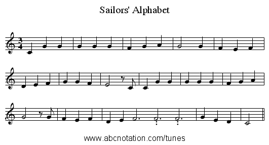 Sailors' Alphabet - staff notation