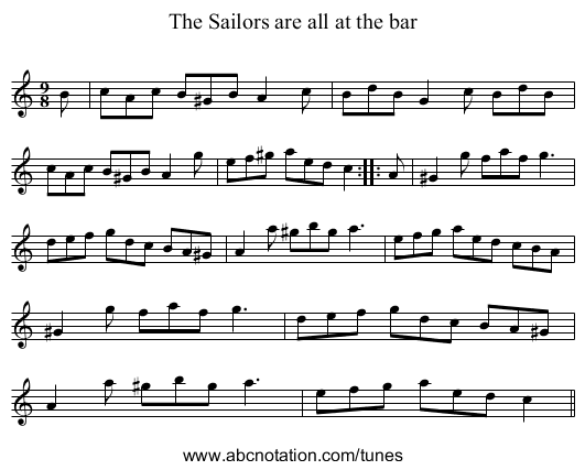 Sailors are all at the bar, The - staff notation