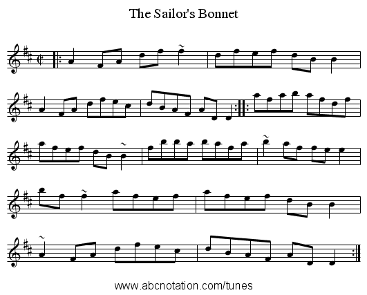 Sailor's Bonnet, The - staff notation