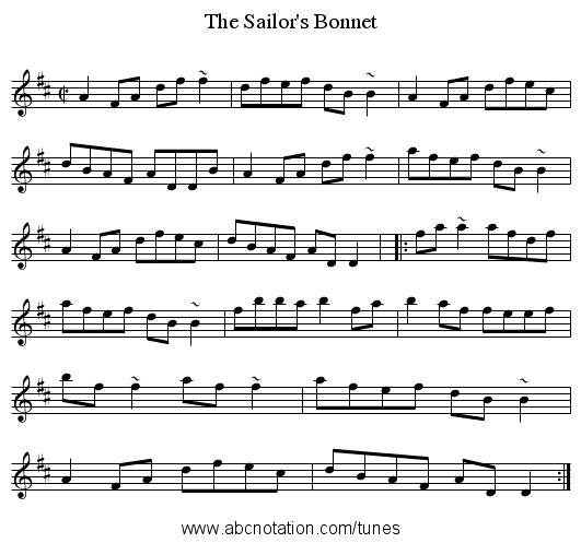 Sailor's Bonnet, The - staff notation