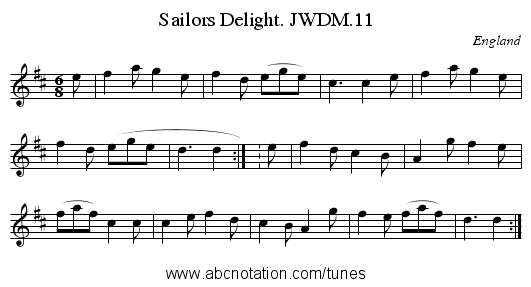 Sailors Delight. JWDM.11 - staff notation