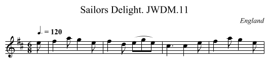 Sailors Delight. JWDM.11 - staff notation