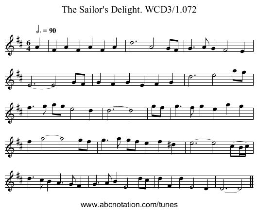 Sailor's Delight. WCD3/1.072, The - staff notation