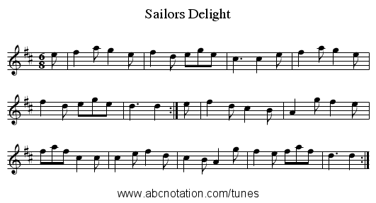 Sailors Delight - staff notation