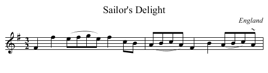 Sailor's Delight - staff notation