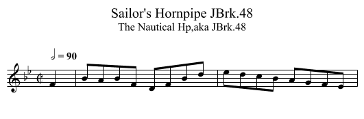 Sailor's Hornpipe JBrk.48 - staff notation