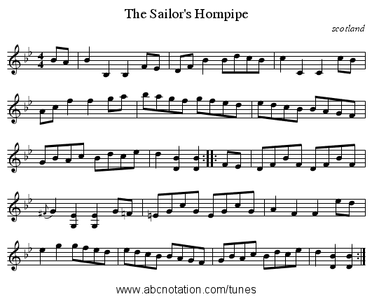 Sailor's Hornpipe, The - staff notation