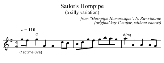 Sailor's Hornpipe - staff notation