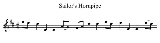 Sailor's Hornpipe - staff notation