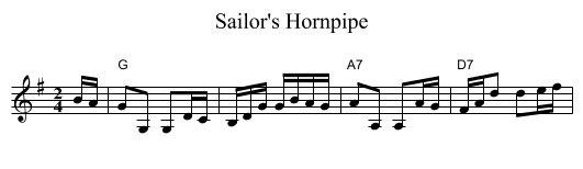 Sailor's Hornpipe - staff notation